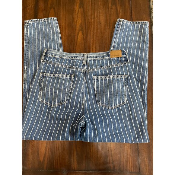 American Eagle Outfitters Blue and White Striped High Rise Jeans - Picture 6 of 9